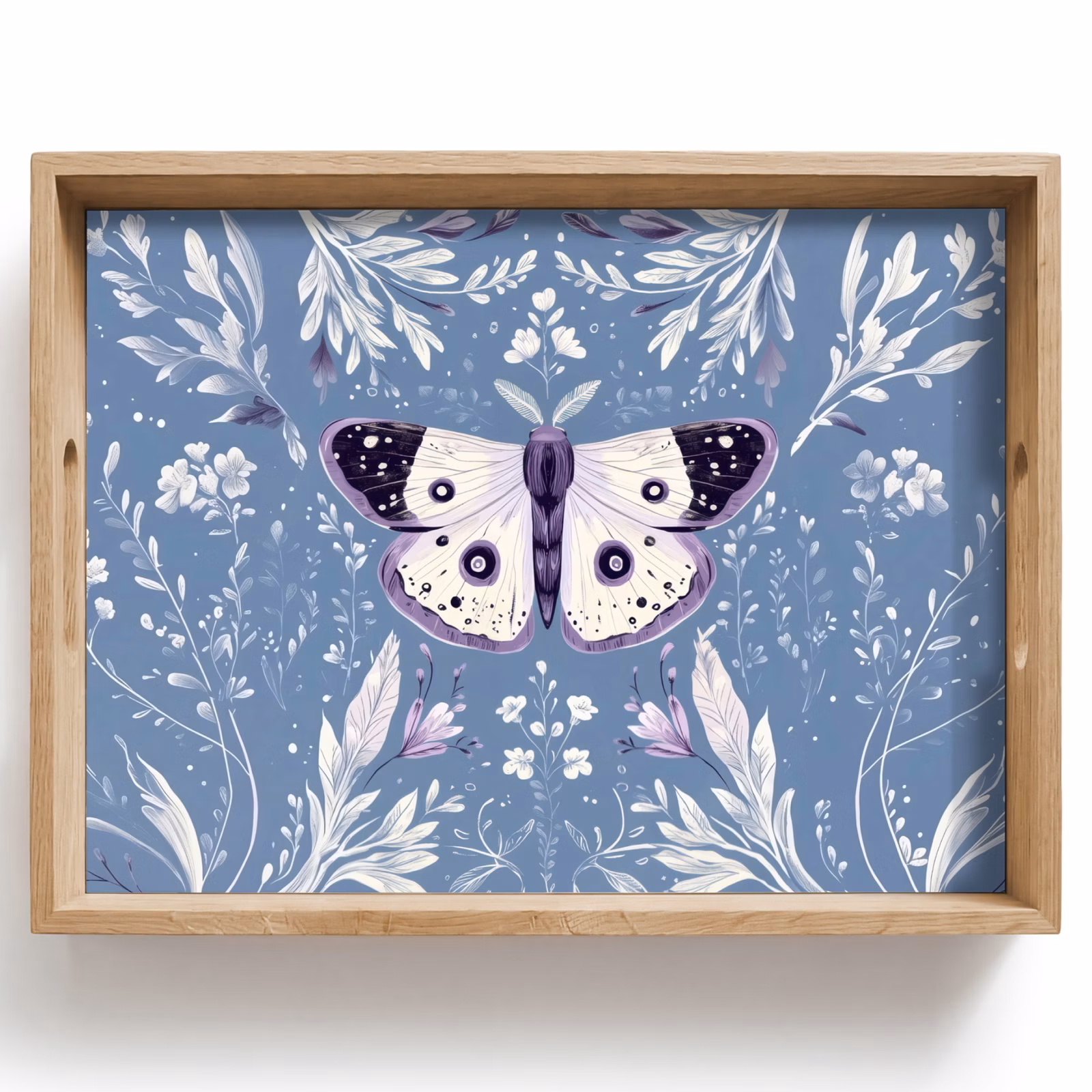 Bandeja - Mariposa - Ramas de flores - Azul claro — 1