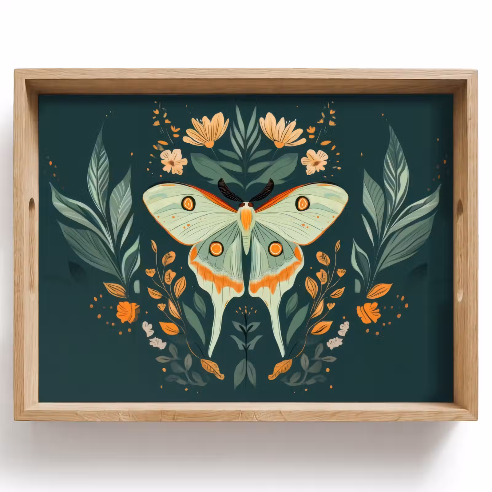 Bandeja - Ornamental - Mariposa - Verde - Hojas — 1