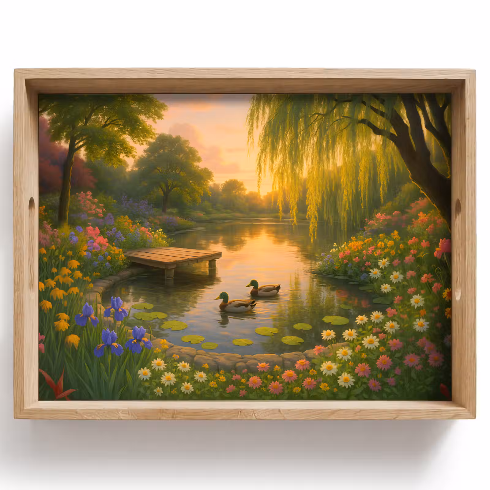 Bandeja - Patos - Estanque - Flores — 1