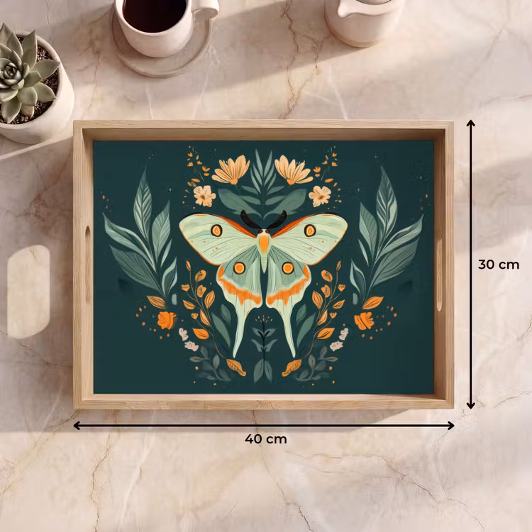 Bandeja - Ornamental - Mariposa - Verde - Hojas — 7
