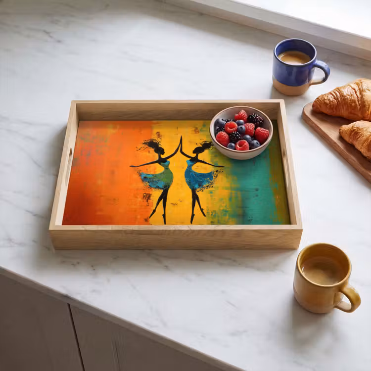 Bandeja - Bailar - Mujeres - Textura de pintura — 3