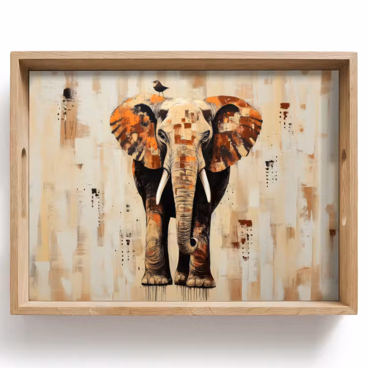 Bandeja - Elefante - Trompa - Mosaico - Abstracto — 1