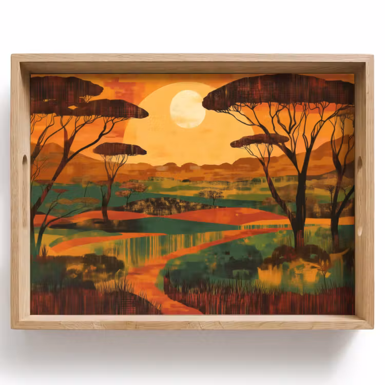 Bandeja - Paisaje - Africano - Sol — 1