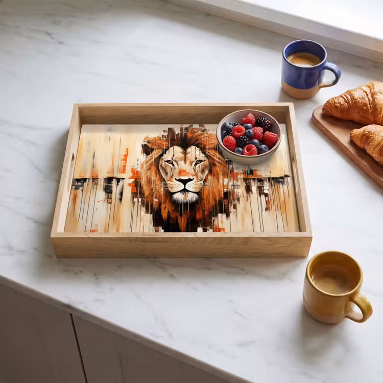 Bandeja - Cabeza de león - Líneas - Crema — 3