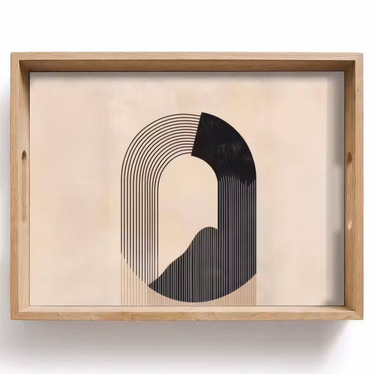 Bandeja - Diseño gráfico curvo - Beige — 1