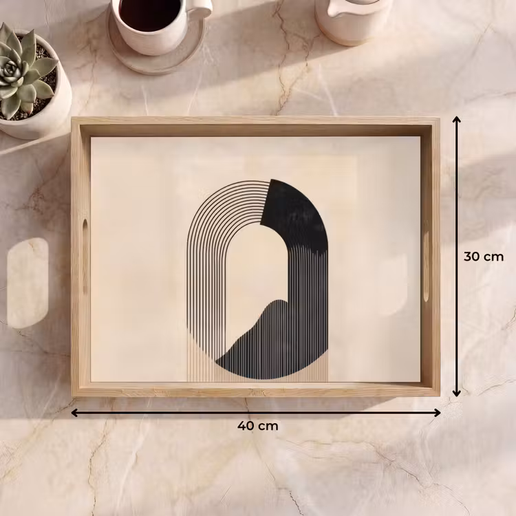 Bandeja - Diseño gráfico curvo - Beige — 7