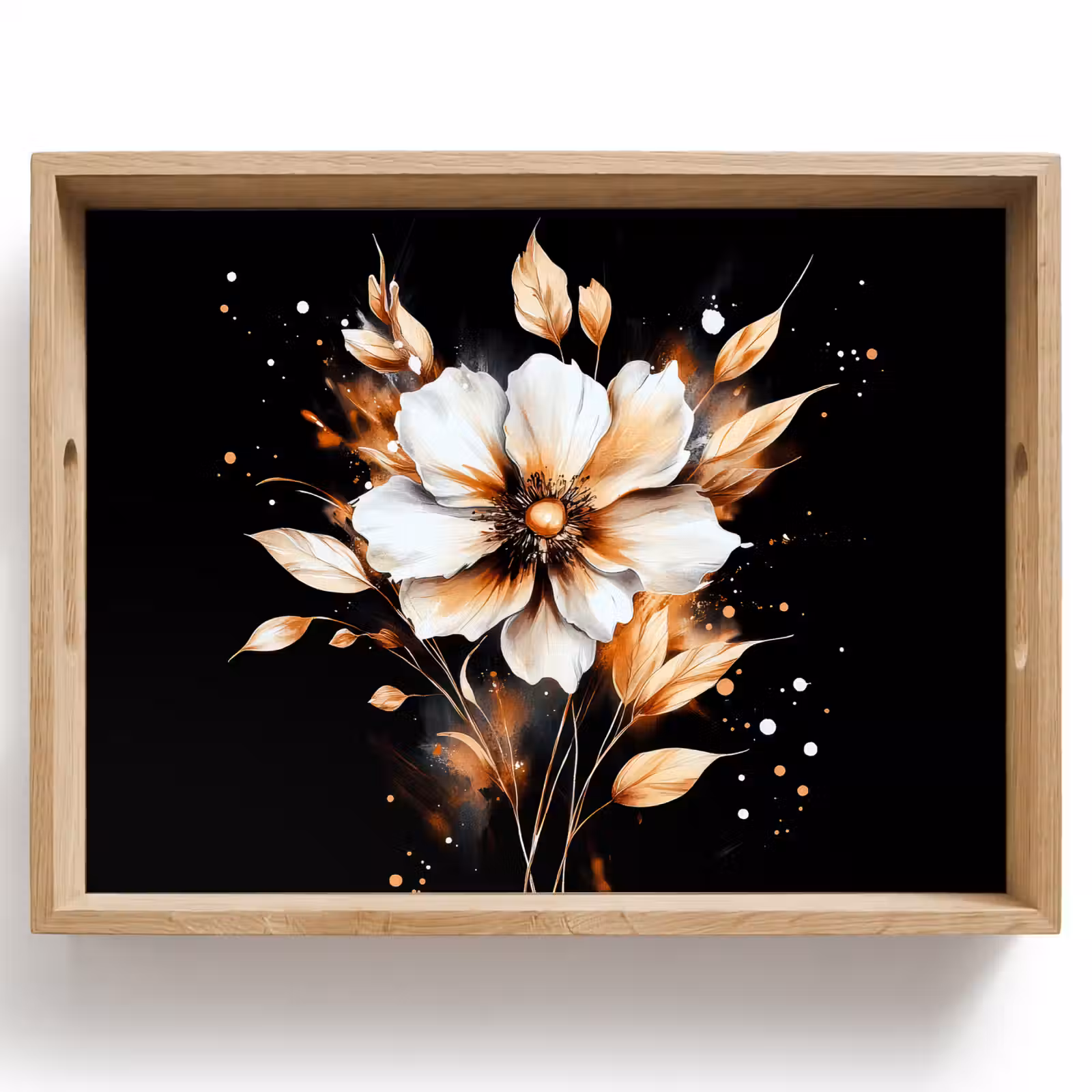 Bandeja - Flor - Pintura - Oro - Graffiti - Moderno — 1