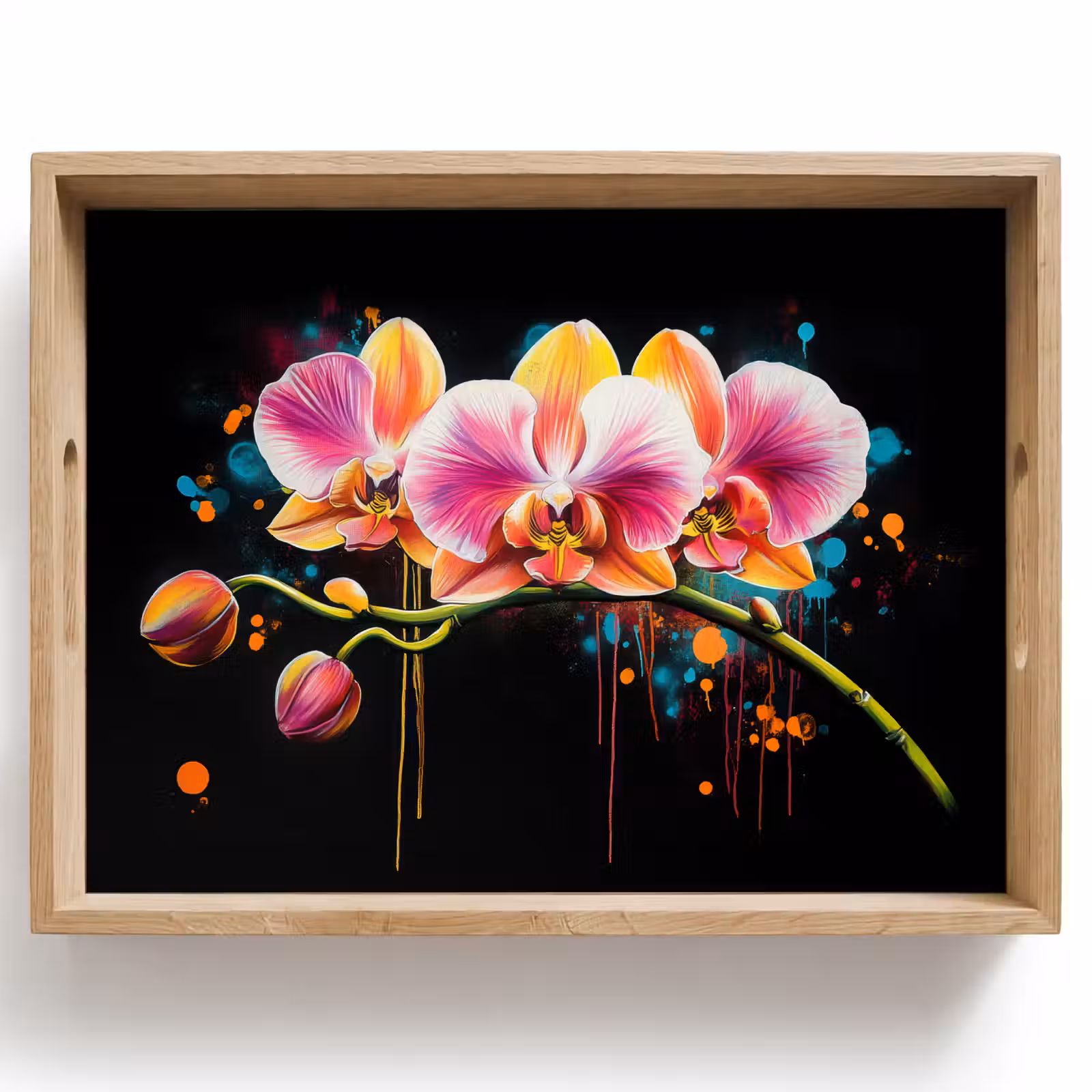 Bandeja - Orquídea - Graffiti - Colorido - Flores - Abstracto — 1