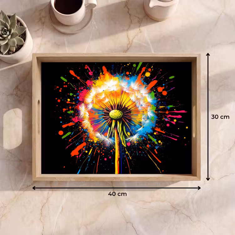 Bandeja - Diente de león - Graffiti - Colorido - Flores - Naturaleza — 7