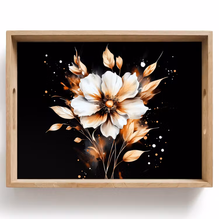 Bandeja - Flor - Pintura - Oro - Graffiti - Moderno — 1