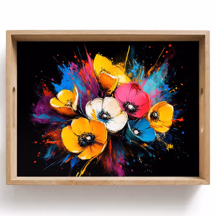 Bandeja - Flores - Colorido - Graffiti - Moderno - Ramo — 1