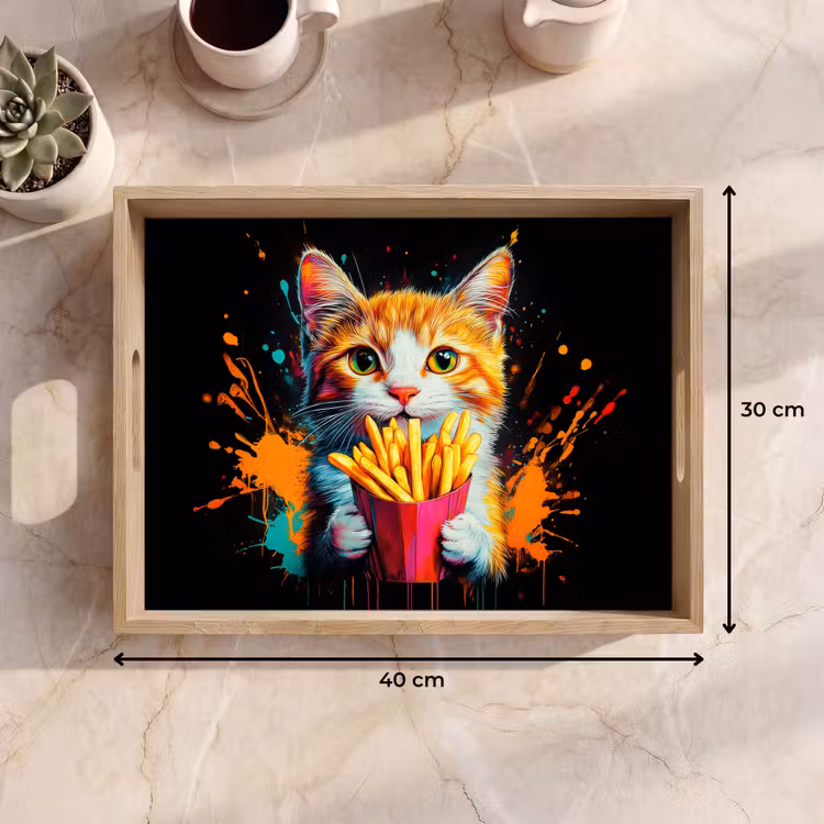 Bandeja - Gato - Comida - Patatas fritas - Graffiti - Abstracto — 7