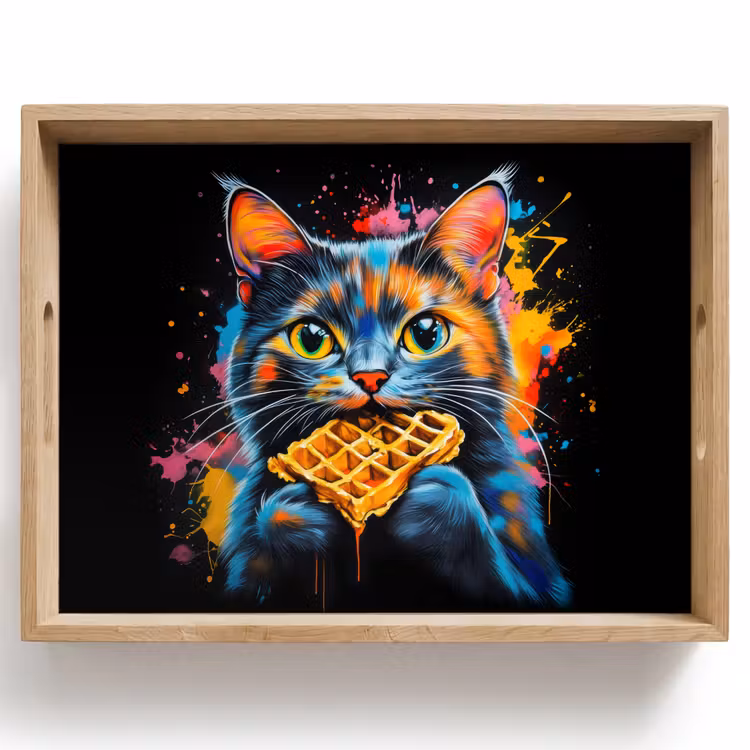 Bandeja - Gato - Graffiti - Colorido - Gofre - Comida — 1