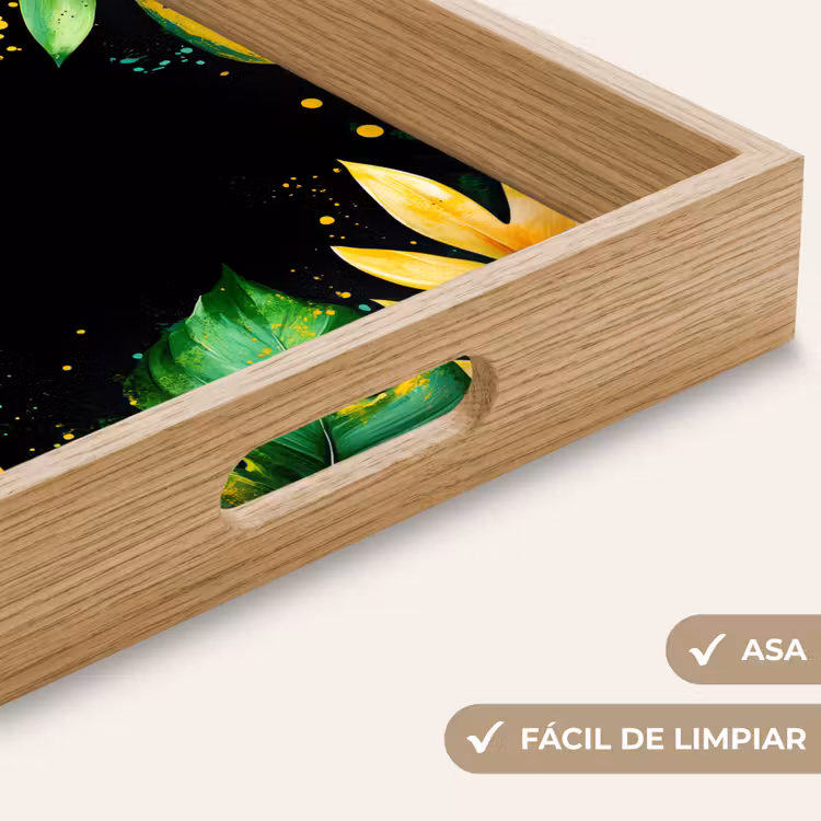 Bandeja - Hojas - Verde - Amarillo - Pintura - Selva — 8