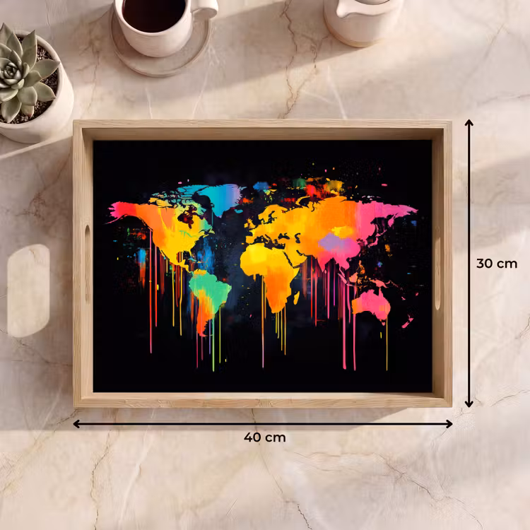 Bandeja - Mapamundi - Pintura - Colorido - Graffiti - Mundo — 7
