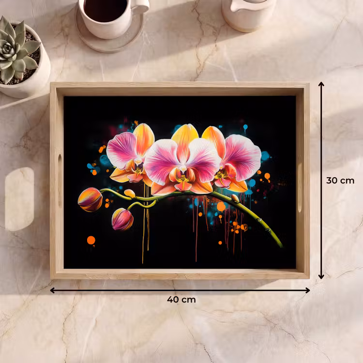 Bandeja - Orquídea - Graffiti - Colorido - Flores - Abstracto — 7