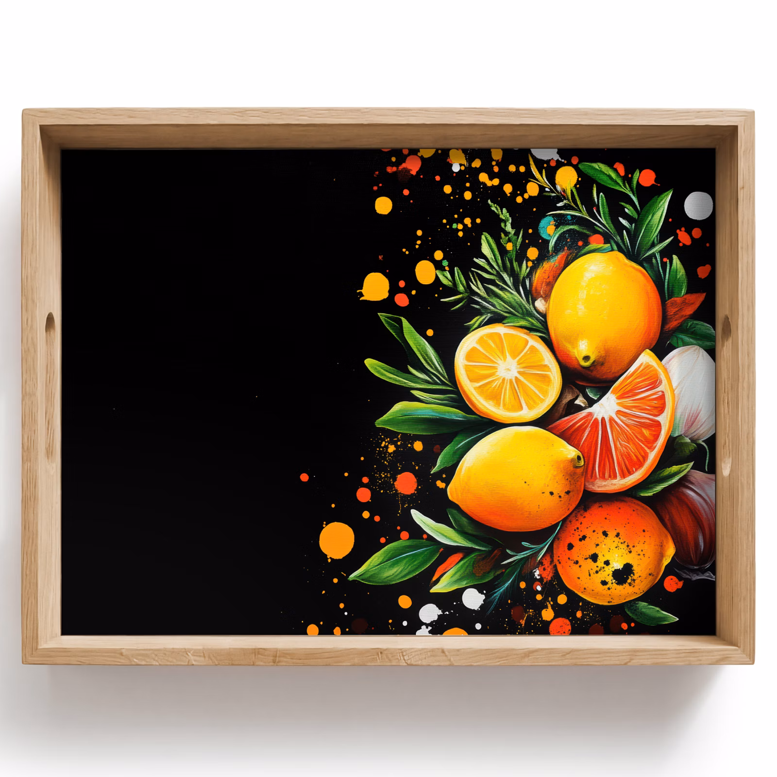 Bandeja - Limones - Negro - Hierbas - Graffiti - Pintura — 1