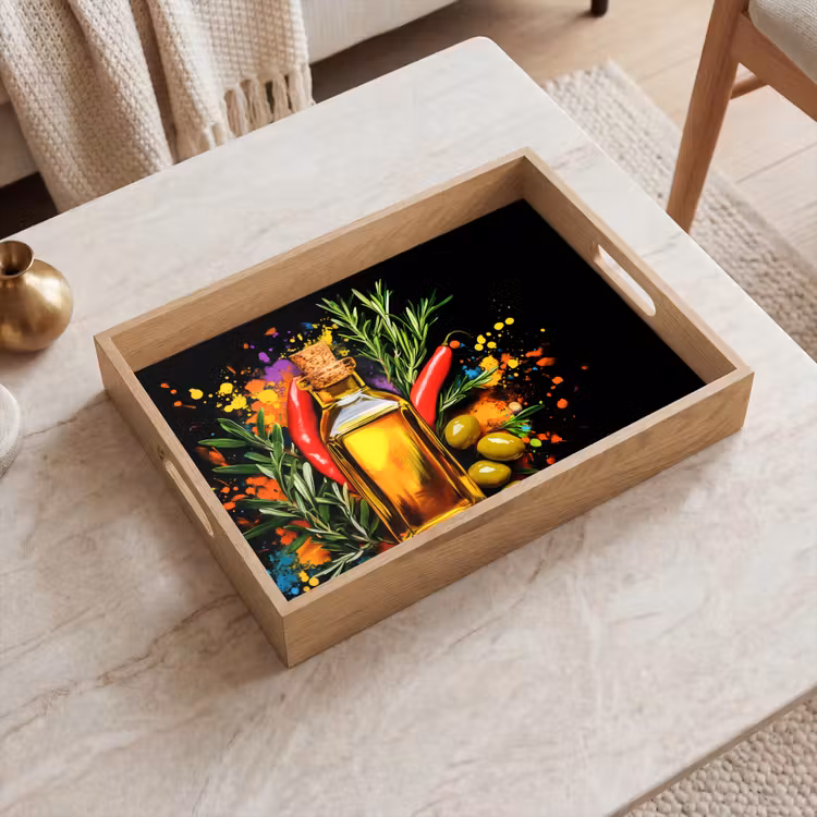 Bandeja - Aceite de oliva - Graffiti - Pimienta - Aceitunas - Moderno — 2
