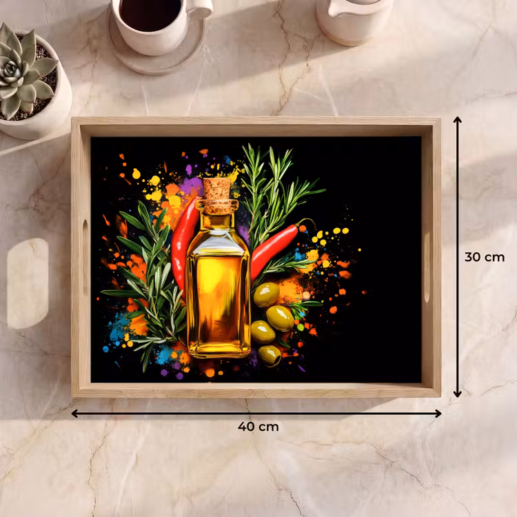 Bandeja - Aceite de oliva - Graffiti - Pimienta - Aceitunas - Moderno — 7