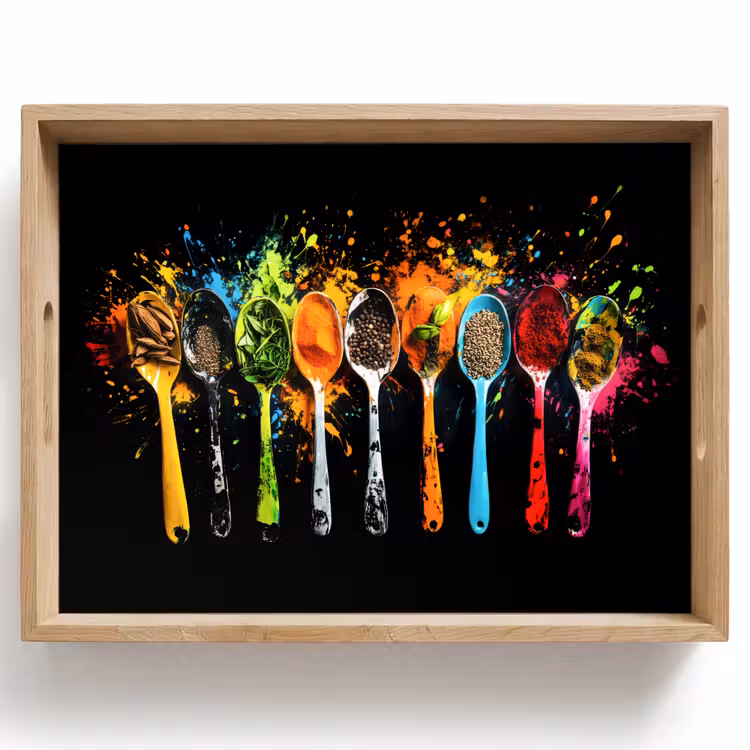 Bandeja - Cucharas - Especias - Moderno - Graffiti - Pintura - Colorido — 1