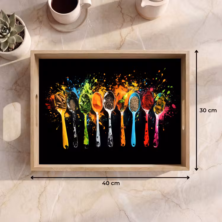 Bandeja - Cucharas - Especias - Moderno - Graffiti - Pintura - Colorido — 7