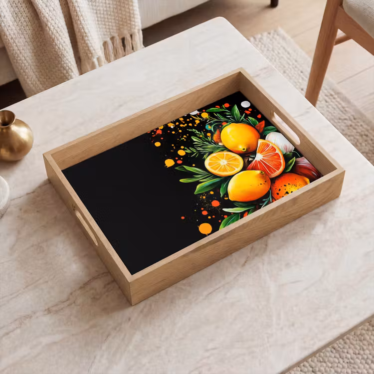 Bandeja - Limones - Negro - Hierbas - Graffiti - Pintura — 2
