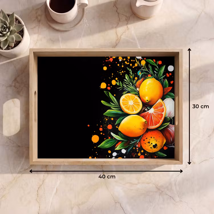 Bandeja - Limones - Negro - Hierbas - Graffiti - Pintura — 7