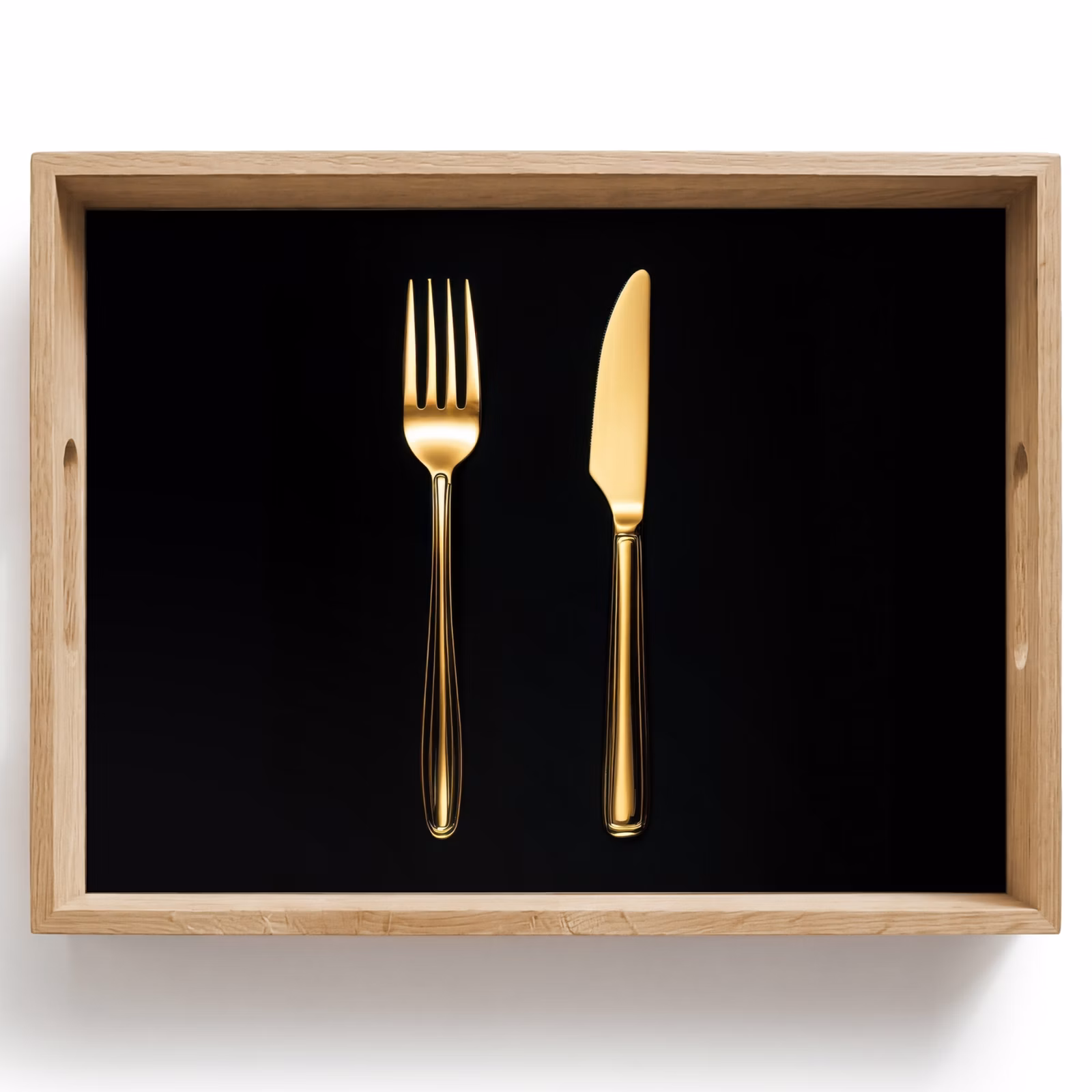 Bandeja - Cubiertos - Oro - Cuchillo - Tenedor — 1