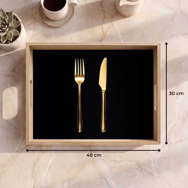 Bandeja - Cubiertos - Oro - Cuchillo - Tenedor — 7