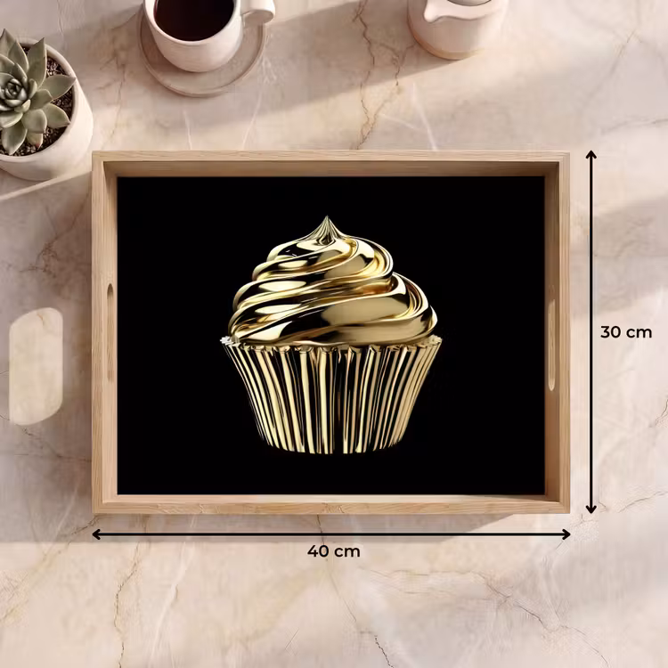 Bandeja - Cupcake - Comida - Oro - Negro — 7