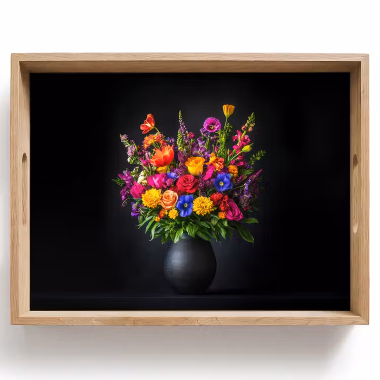 Bandeja - Colores vivos - Flores - Jarrón — 1