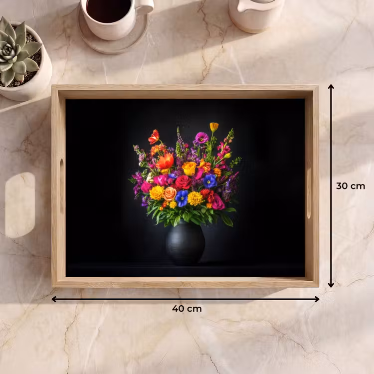 Bandeja - Colores vivos - Flores - Jarrón — 7