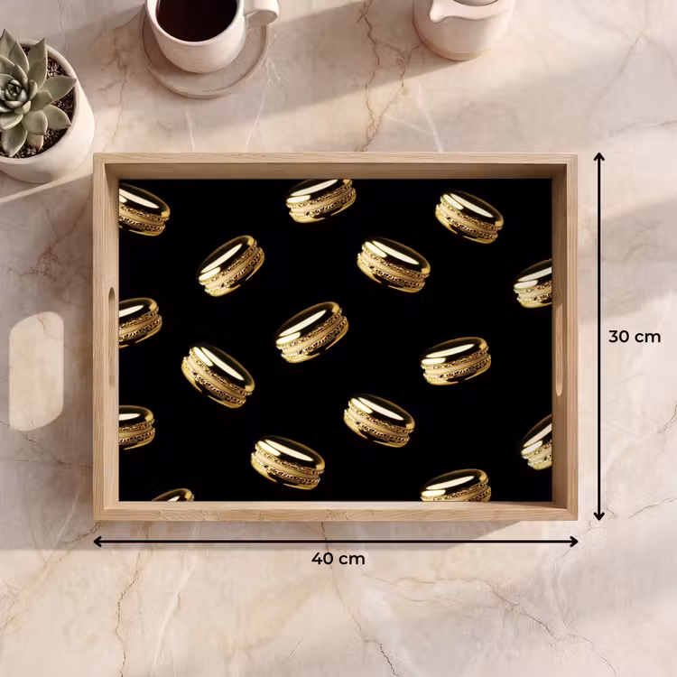 Bandeja - Macarrones - Patrón - Oro - Negro — 7