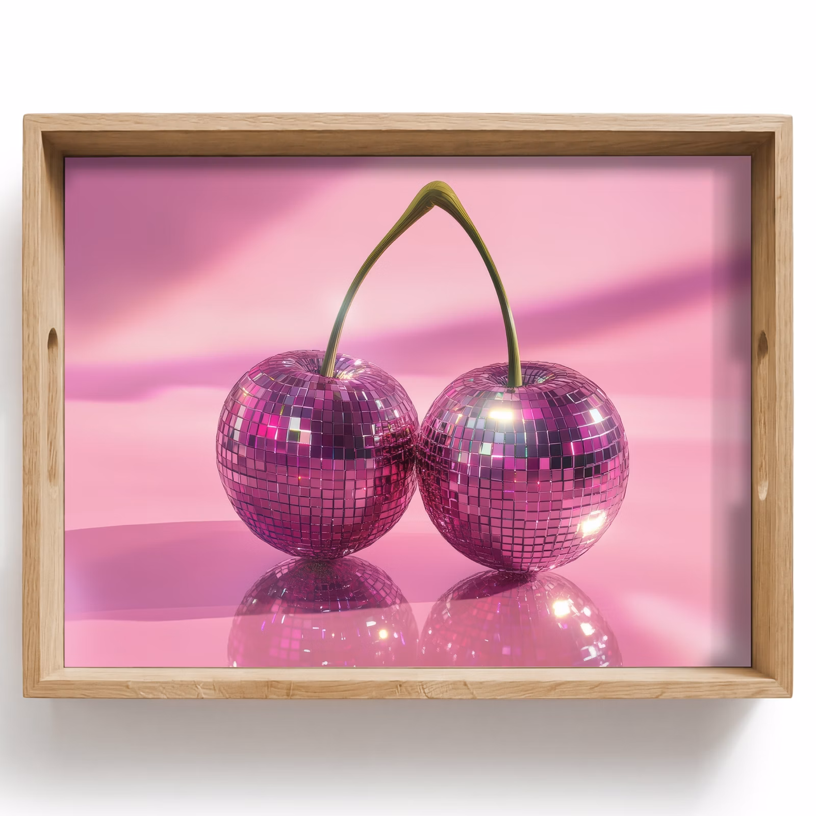 Bandeja - Purpurina - Bola de discoteca - Rosa - Cereza — 1