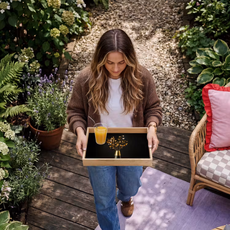 Bandeja - Marrón dorado - Hojas - Jarrón - Otoño — 6