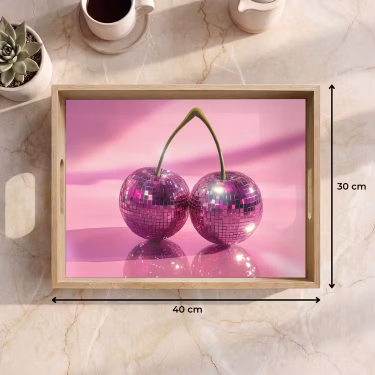 Bandeja - Purpurina - Bola de discoteca - Rosa - Cereza — 7