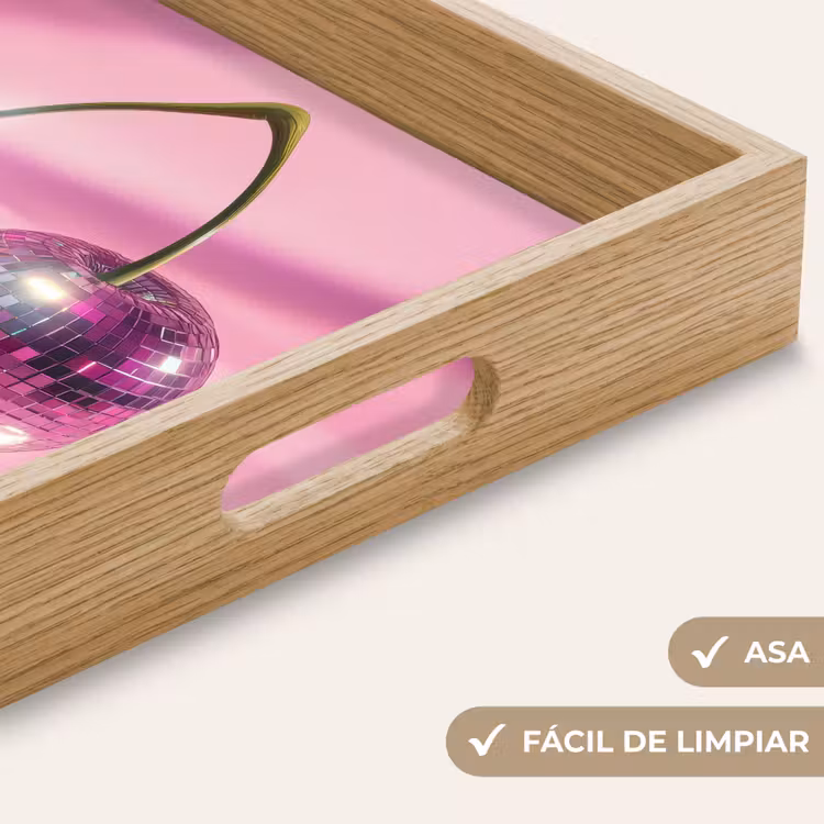 Bandeja - Purpurina - Bola de discoteca - Rosa - Cereza — 8