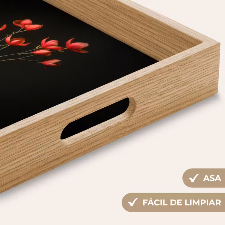 Bandeja - Rojo - Flores - Jarrón — 8