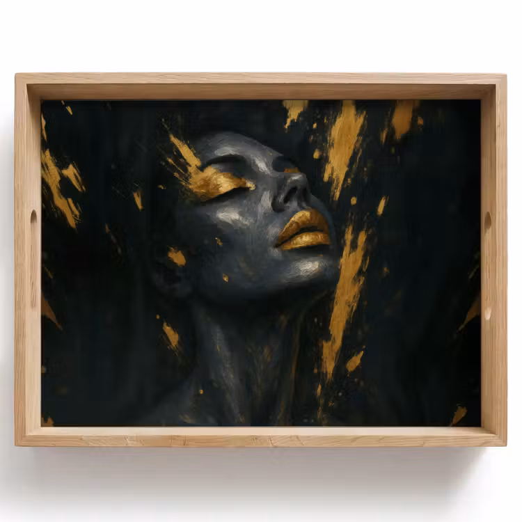 Bandeja - Rostro - Mujer - Salpicaduras de pintura - Abstracto — 1