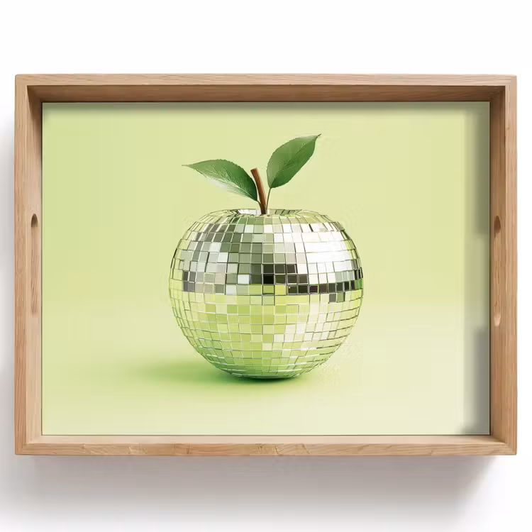 Bandeja - Verde - Disco - Decoración - Manzana — 1