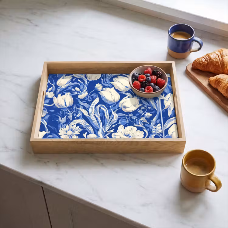 Bandeja - Flores - Azul de Delft - Patrón - Tulipán — 3