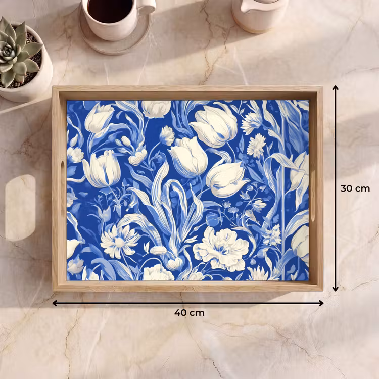 Bandeja - Flores - Azul de Delft - Patrón - Tulipán — 7