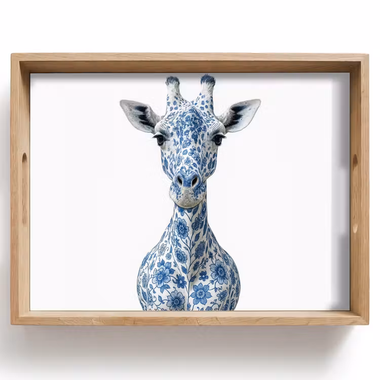 Bandeja - Jirafa - Azul de Delft - Animales - Minimalista — 1