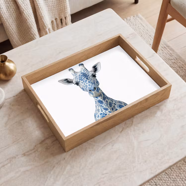 Bandeja - Jirafa - Azul de Delft - Animales - Minimalista — 2