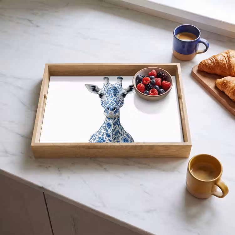 Bandeja - Jirafa - Azul de Delft - Animales - Minimalista — 3