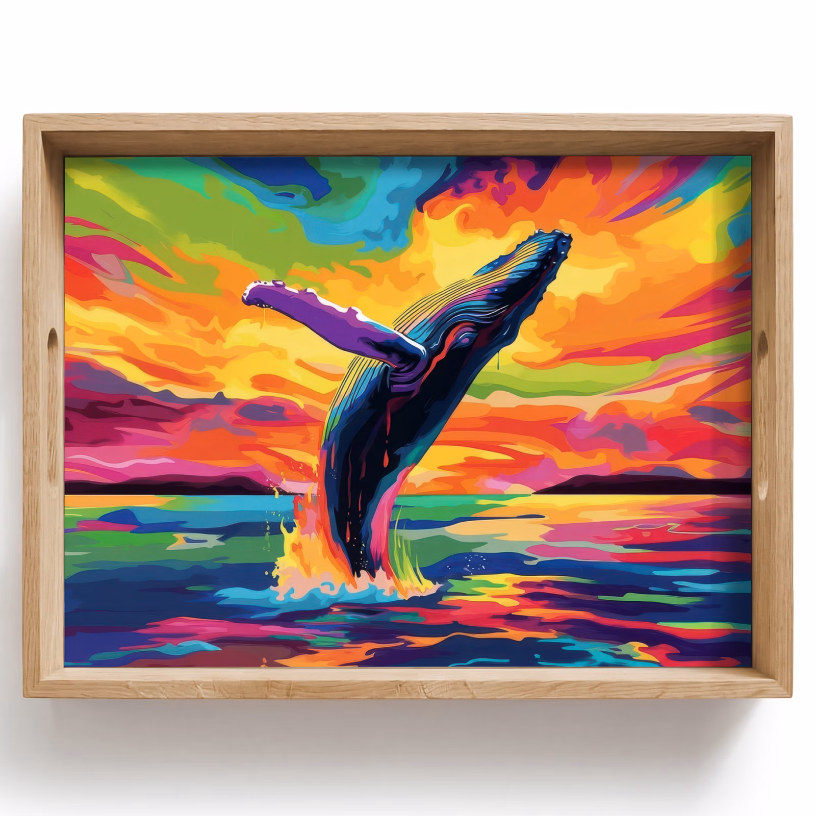 Bandeja - Atardecer - Ballena - Pintado - Colorido — 1