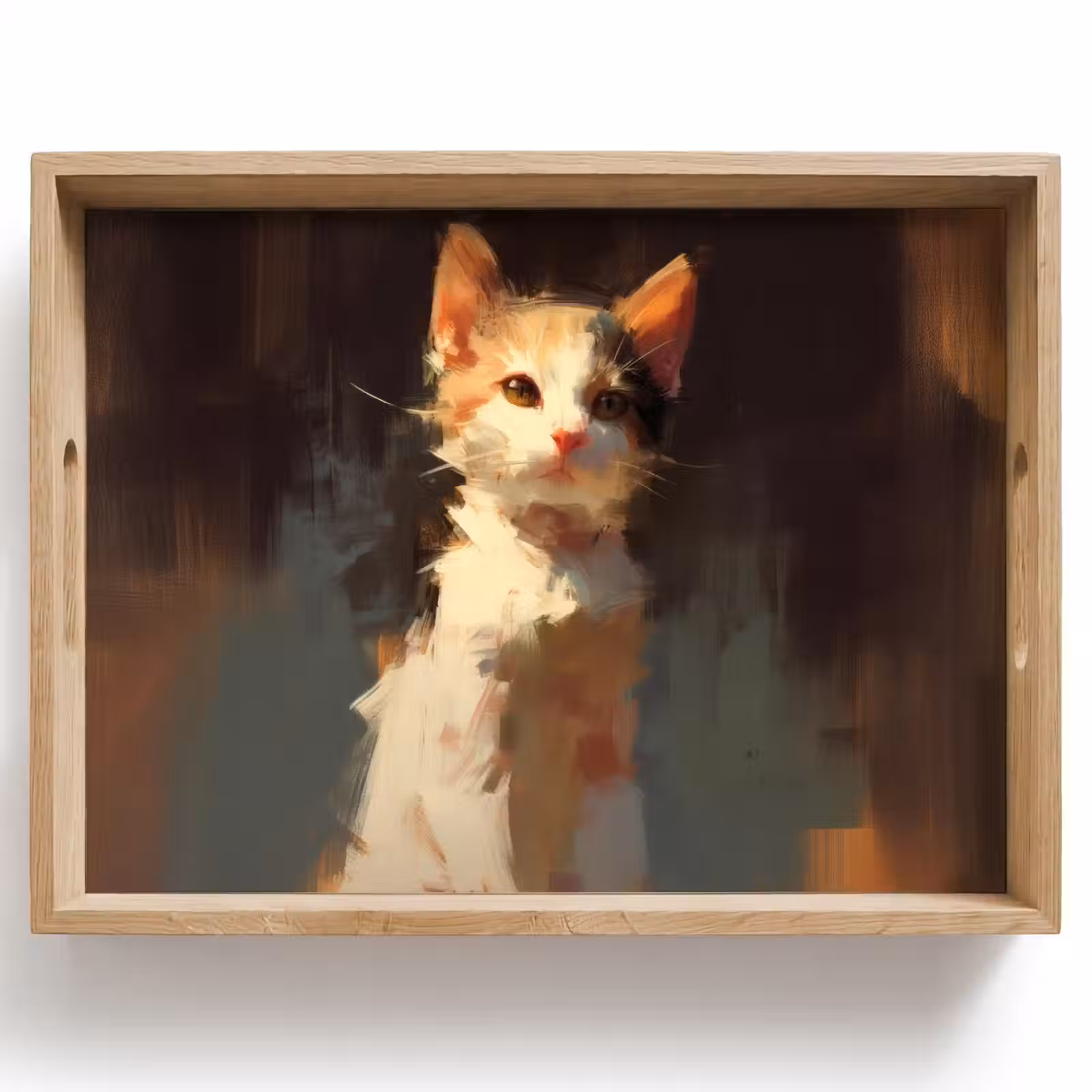Bandeja - Gato - Pintado - Artístico - Blanco — 1