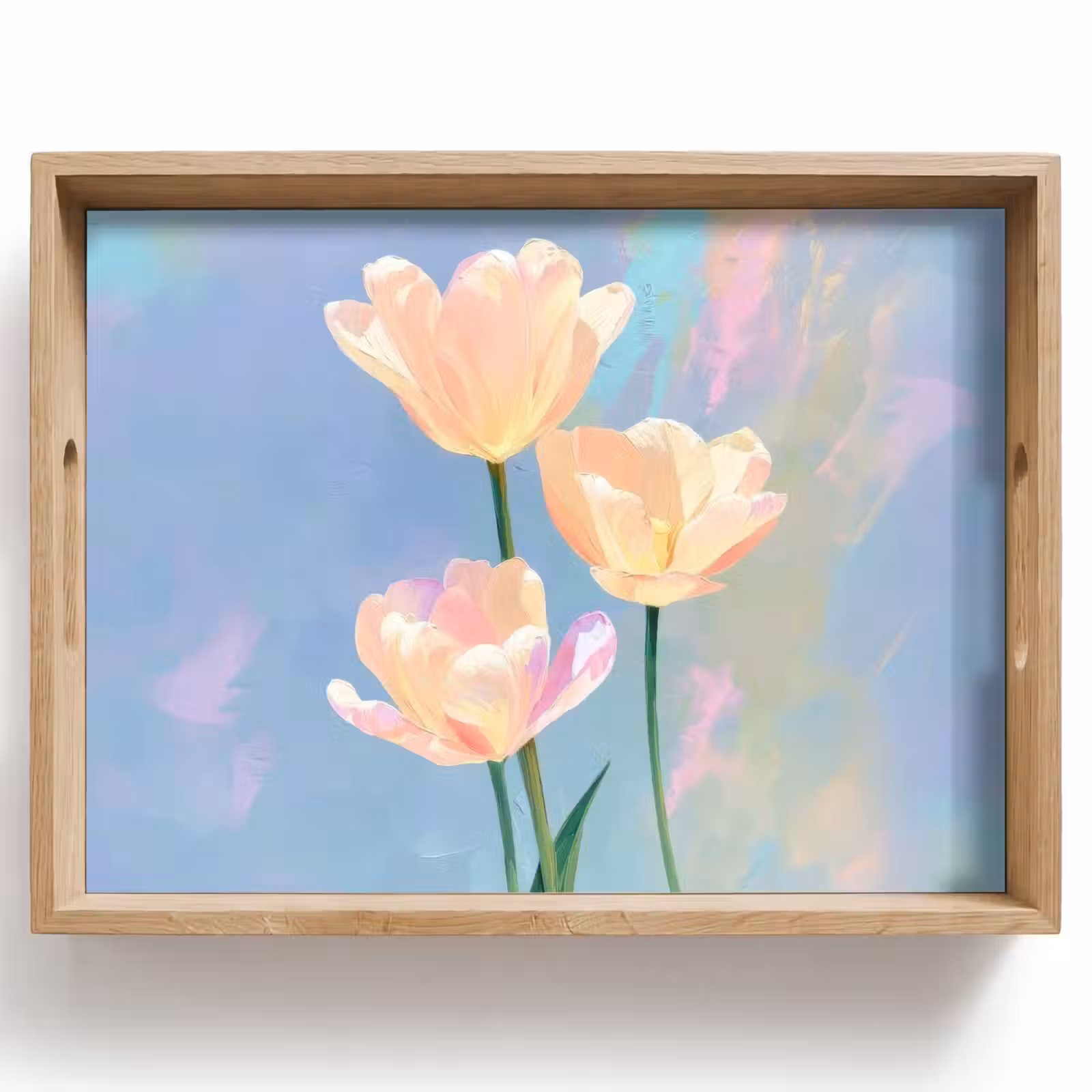 Bandeja - Tulipanes - Acentos rosas - Azul — 1