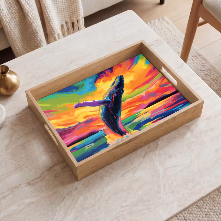 Bandeja - Atardecer - Ballena - Pintado - Colorido — 2