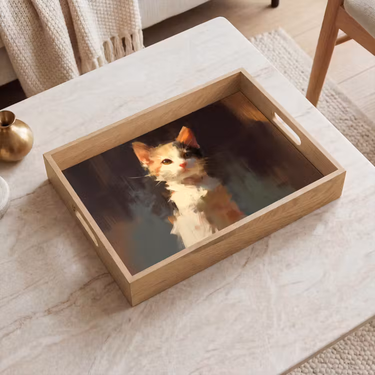 Bandeja - Gato - Pintado - Artístico - Blanco — 2